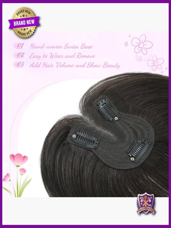 10-Inch Human Hair Topper for Thinning Hair, Swiss Base, 360 Coverage main image 5